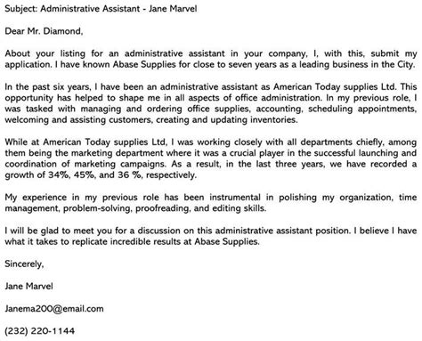 administrative assistant cover letter sample and email example
