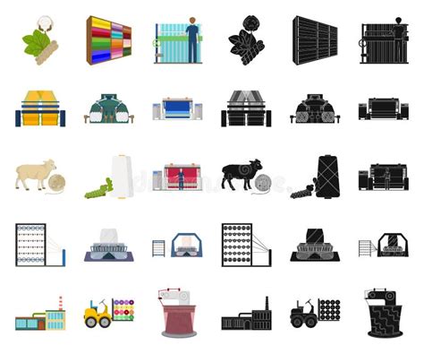 Textile Industry Cartoon Black Icons In Set Collection For Design