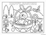 Easter Bunny Coloring Cute Rabbit Eggs Pages Happy Printable Print Color Book sketch template