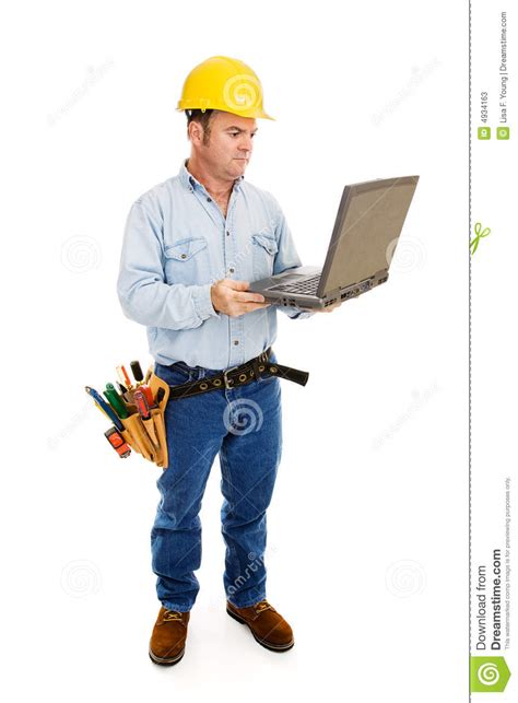 contractor computer full body stock image image