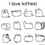 Pusheen Coloring Pages Cat Kitties Printable Book Print Cats Cute Color Sheets Colouring Kids Unicorn Template Books Kawaii Summer Kitty sketch template