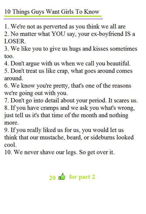 10 things guys want girls to know