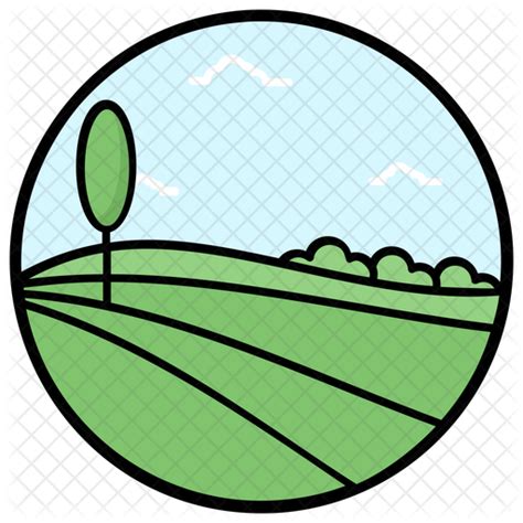 farm fields icon   colored outline style