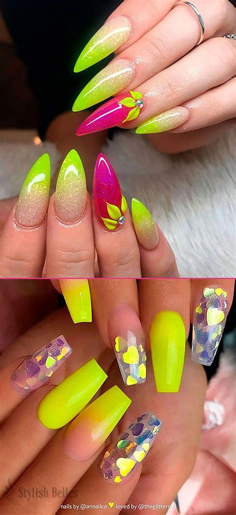 pin  candyce bowlsby  nail ideas   neon green nails neon