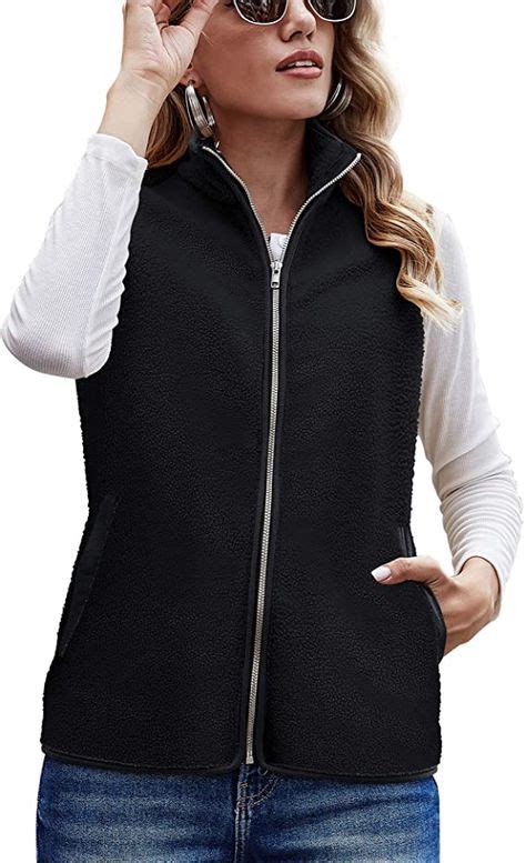 romanstii fleece vest  women sleeveless lightweight soft sherpa vest  pockets zip