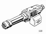 Minigun Shadowrun Nerf Kleurplaat Pistool Rifle Cyberpunk Salamander M16 Carbine sketch template