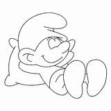 Lazy Smurf Sheets Uncolored Coloring Template sketch template