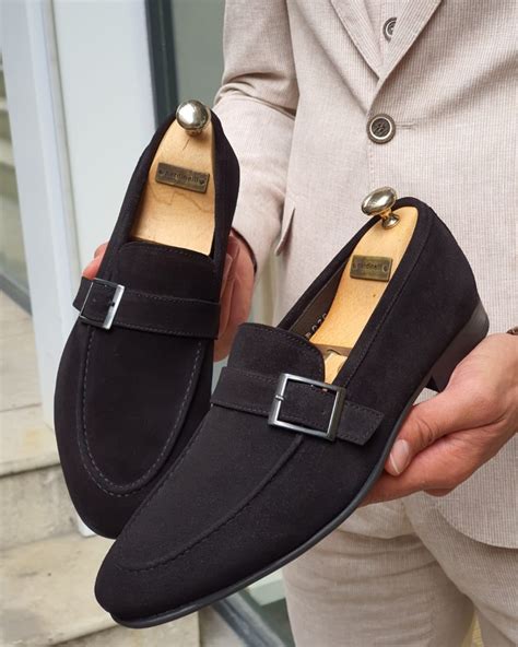 buy black suede buckle loafers  gentwithcom   shipping