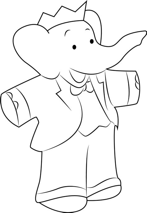 happy babar coloring page  printable coloring pages  kids