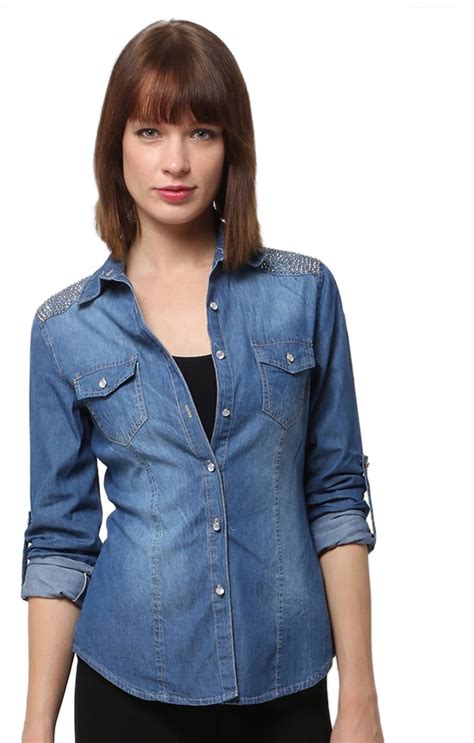 collection tendances  modeles  chemise en jean femme