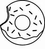Donut Ciambella Donuts Doughnut Bitten Sprinkles Colorare Drawing Pungente Anello Spruzza Rosquilla Beignet A4 sketch template