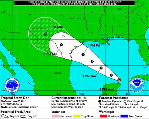 original weather blog tropical storm don entering  gulf  mexico  eyes  texas
