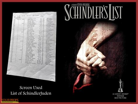 schindlers list screen  schindlerjuden list original  prop