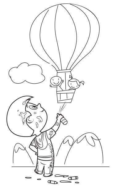 balloon coloring pages illustrations royalty  vector graphics