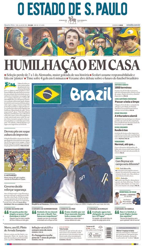 brazil newspaper front pages after 7 1 loss