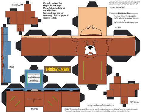 smokey  bear paper toy  printable papercraft templates