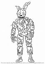 Nights Freddys Coloring Pages Foxy Nightmare Springtrap Drawing Five Draw Template Sketch sketch template