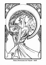Mucha Alphonse Coloring Pages Nouveau Book Imgarcade sketch template