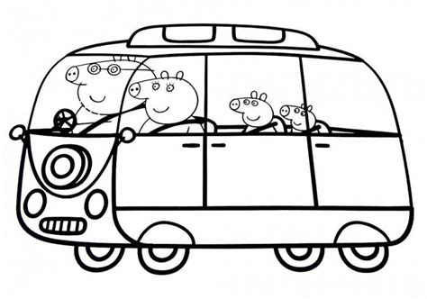 peppa pig family car coloring pages coloring pages