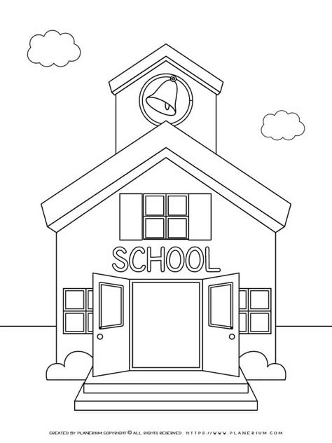 school coloring page schoolhouse planerium