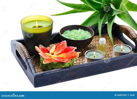 aloe spa stock image image  candle fold isolated