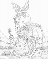 Coloring Pages Adult Dragon Fairy Colouring Dragons Mythical Books Grown Ups Printable Unicorn Kids Swandog Flight First Sheets Coloriages Deviantart sketch template