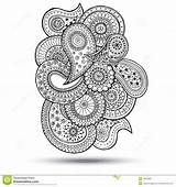 Paisley Henna Mehndi Doodles Element Abstract Floral Illustration Preview sketch template