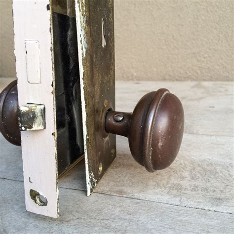 vintage door hardware antique door knobs set  plates  lock