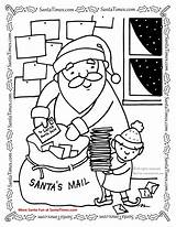 Santa Coloring Workshop Santas Pages Mailbox Christmas Mailbag Printable Getcolorings Sleigh Color Mail North Bag Reindeer Food sketch template
