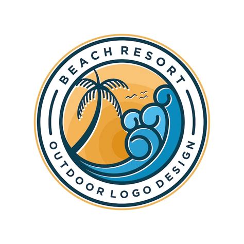 premium vector beach resort logo minimal design