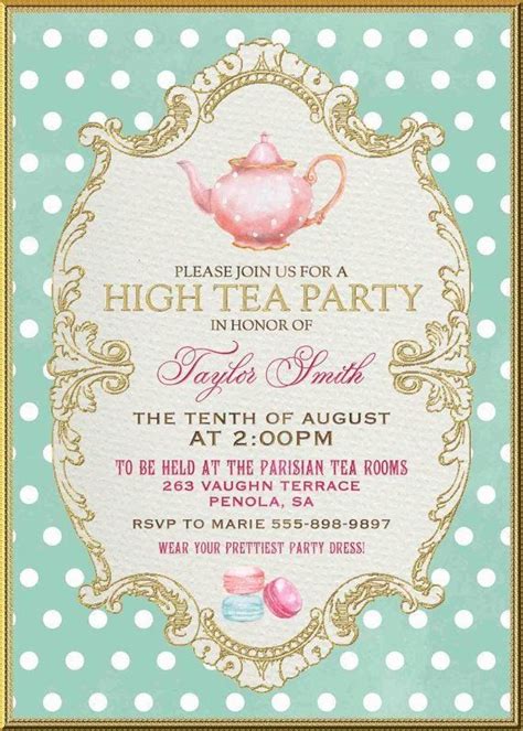 tea party invitations templates   ideas  high tea