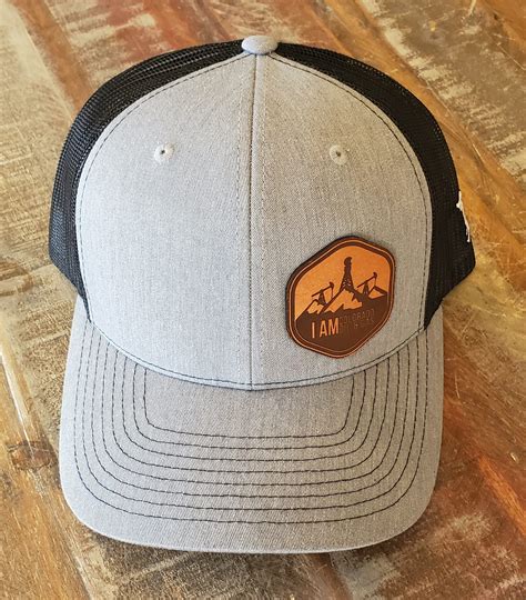 leather patch logo trucker hat light greyblack snapback