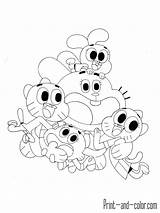Gumball Amazing Color Coloring Pages Printable Print Cartoon Kids Darwin Mundo Imprimer Book Characters Anais Para Incrivel Network Dessins Desenho sketch template