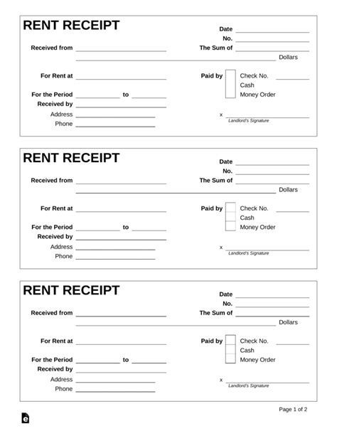 printable rent receipt  printable
