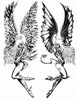 Engel Teufel Tribal Demons Lower Ange Demoni Angeli Tatouage Dämonen Pious Skizze Devils Copiare Significato Tante Tatuaggi Faries Ideen Pusteblume sketch template