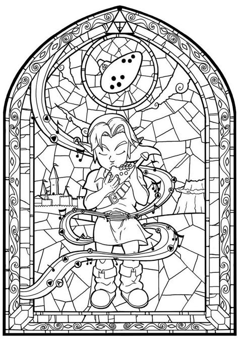 zelda coloring sheets stained glass