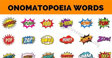 onomatopoeia wonderful list   words  describe sounds love