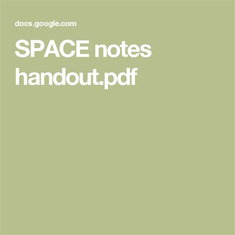 space notes handoutpdf high school project notes space
