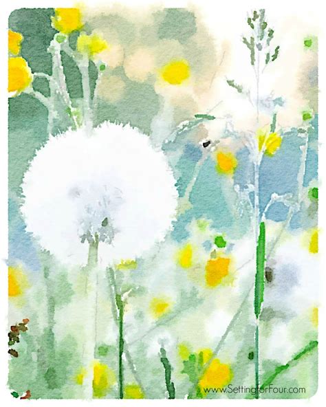 watercolor art printable field  flowers setting