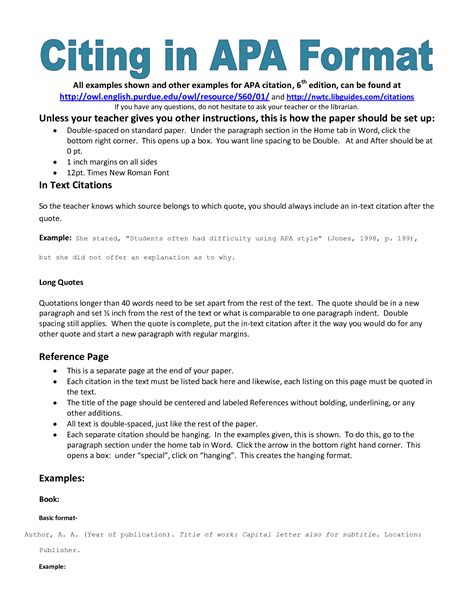citation handout essay format college essay  style paper