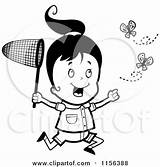 Clipart Butterflies Chasing Girl Running Happy Catching Cartoon Coloring Cory Thoman Vector Outlined Royalty Little Rf Illustrations Clipartof sketch template