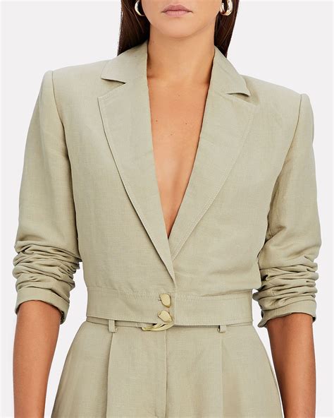 blazer vest cropped blazer linen suit linen blazer linen set outfit fashion  fashion