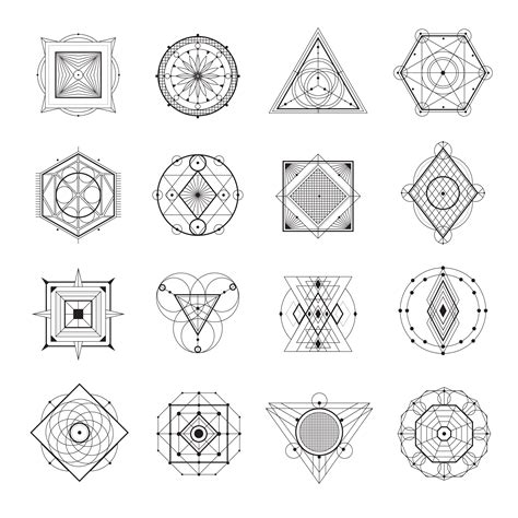 sacred geometry set  vector art  vecteezy
