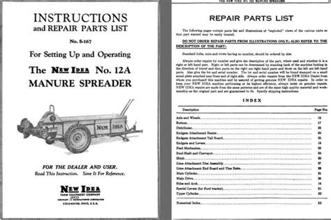 regress press  idea instructions  repair parts list       manure spreader