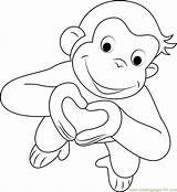 Curious George Coloring Pages Valentines Valentine Printable Kids Heart Color Monkey Print Cartoon Colouring Tv Bestcoloringpagesforkids Sheets Gorge Shows Drawing sketch template