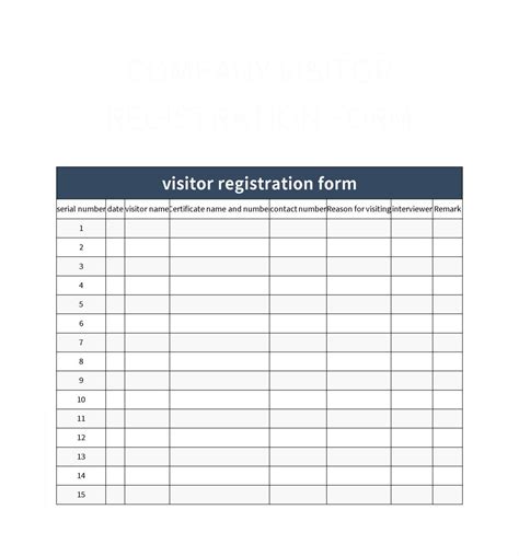 company visitor registration form excel template  google sheets file