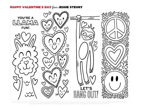 printable valentines day bookmarks   color