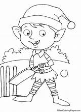 Elf Cricket Playing Happy Coloring sketch template