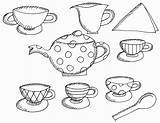 Tea Coloring Party Pages Printable Alice Wonderland Teapot Kids Teacup Adults Cup Boston Clipart Book Color Print Princess Sheets Sheet sketch template