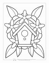 Coloring Spring Pages Kids Flowers Birdhouse Itsybitsyfun Wrapped Eight Leaves Lovely Shows Been Has sketch template